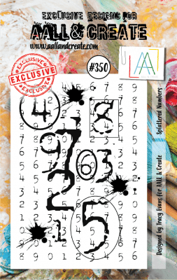 FÖRBESTÄLLNING #350 Splattered numbers clear stamp - Stämpel med siffror från Aall & Create A7