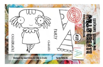 #379 Party with me girl clear stamp set - Stämpelset med fest-tema från Janet Klein AALL & Create A7