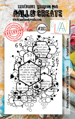 FÖRBESTÄLLNING - #383 Scripted Hexagons clear stamp - Stämpel med olika mönster från Bipasha BK / AALL & Create A7