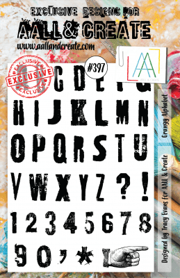 #397 Grungy alphabet clear stamp set - Stämpelset med bokstäver (alfabet) från AALL & Create A5