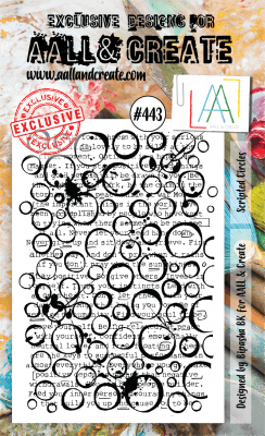 #443 Scripted circles clear stamp - Stämpel med cirklar och text från AALL & Create A6