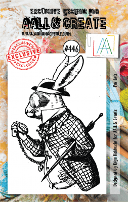 #446 I'm late rabbit stamp - Stämpel med en försenad kanin från AALL & Create A7