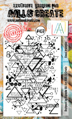 #459 Lined triangles clear stamp - Stämpel med text och trianglar från Bipasha BK AALL & Create A6