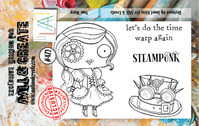 #472 Time warp steampunk girl with a hat clear stamp set from Janet Klein / AALL & Create A7