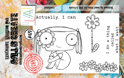 #479 Confident girl clear stamp set - Stämpelset med flicka och blommor från Janet Klein AALL & Create A7