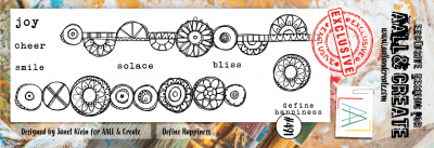FÖRBESTÄLLNING #491 Define happiness clear border stamp set - Stämpelset med bårder från Janet Klein AALL & Create