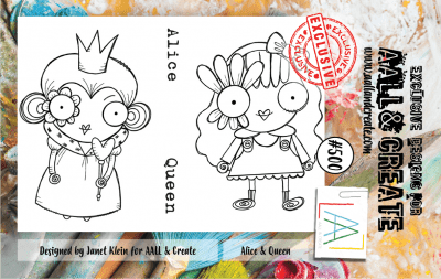 PRE-ORDER #500 Alice & Queen clear stamp set from Janet Klein AALL & Create A7