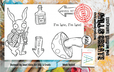 FÖRBESTÄLLNING #506 White rabbit clear stamp set - Stämpelset med en hare från Janet Klein AALL & Create A7