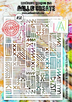 #50 Tribe tiles - Schablon med stam-mönster från Aall & Create A5