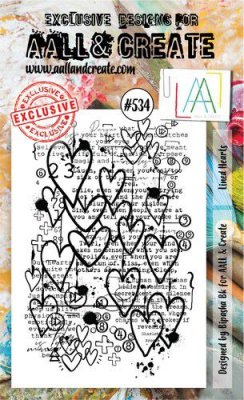 #534 Lined hearts clear stamp - Stämpel med hjärtan och text från Bipasha BK AALL & Create A6 10x15 cm
