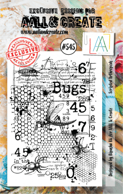 FÖRBESTÄLLNING #545 Scripted Arthropods clear stamp - Stämpel med insekter och textur från Bipasha BK AALL & Create A7