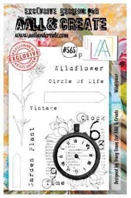FÖRBESTÄLLNING #565 Wildflower clear stamp set - Stämpelset med blomma texter klocka från Tracy Evans AALL & Create A5