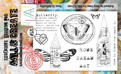 #573 House of butterflies clear stamp set - Stämpelset med fjärilar från Tracy Evans AALL & Create A6