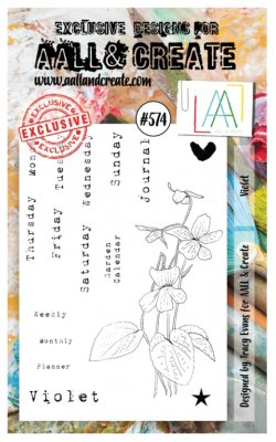 FÖRBESTÄLLNING #574 Violet flower text clear stamp set - Stämpelset med blomma och engelska texter från Tracy Evans AALL & Creat
