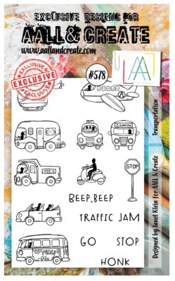 FÖRBESTÄLLNING #578 Transportation vehicles clear stamp set - Stämpelset med fordon bilar från Janet Klein AALL & Create A6