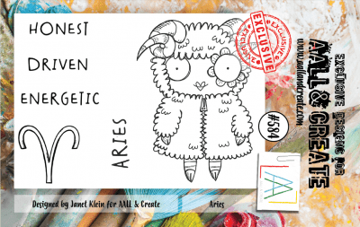 #584 Aries star sign clear stamp set - Stämpelset med stjärntecken väduren från Janet Klein AALL & Create A7