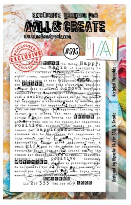 FÖRBESTÄLLNING #595 Scripted thoughts clear stamp - Stämpel med text från Bipasha BK AALL & Create A7
