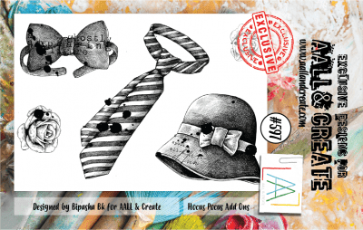 FÖRBESTÄLLNING #597 Hocus pocus add ons clear stamp set hat, tie, rose - Stämplar hatt, slips, fluga från Bipasha BK AALL & Crea