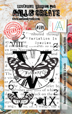FÖRBESTÄLLNING #598 Minutes in flight butterfly text clear stamp - Stämpel med fjärilar och text från Tracy Evans AALL & Create