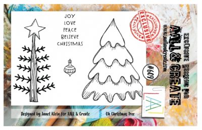 FÖRBESTÄLLNING #609 Oh Christmas tree clear stamp set - Stämpelset med granar från Janet Klein AALL & Create A7