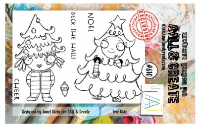 FÖRBESTÄLLNING #610 Tree kids clear stamp set - Stämpelset med barn i julgran från Janet Klein AALL & Create A7