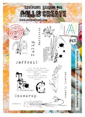 FÖRBESTÄLLNING #623 Elegant spring florals clear stamp set - Stämpelset med vårblommor från Tracy Evans AALL & Create A4