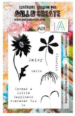 PRE-ORDER #628 Spread a little happiness flower clear stamp set from Tracy Evans AALL & Create A7