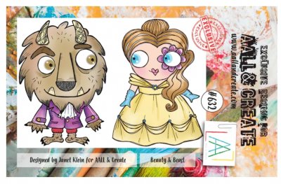 FÖRBESTÄLLNING #632 Beauty & Beast clear stamp set - Stämpelset med Skönheten och odjuret från Janet Klein AALL & Create A7
