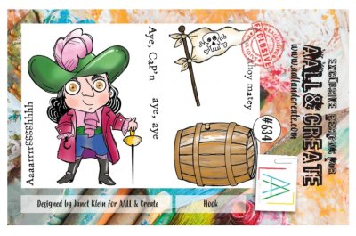 FÖRBESTÄLLNING #634 Hook clear stamp set - Stämpelset med man med krok från Janet Klein AALL & Create A7