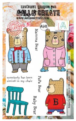 FÖRBESTÄLLNING #641 Three bears clear stamp set - Stämpelset med björnar från Janet Klein AALL & Create A6