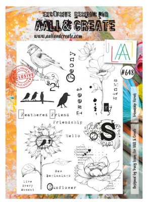 #648 Friendship florals clear stamp set from Tracy Evans AALL & Create A4