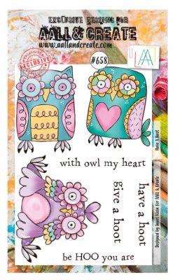 #658 Have a hoot owl clear stamp set - Stämpelset med ugglor från Janet Klein AALL & Create A6