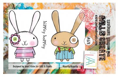 #678 Hippity Hoppety bunny rabbit clear stamp set from Janet Klein AALL & Create A7