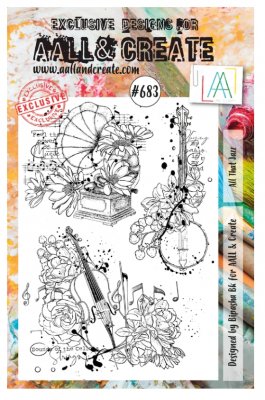 All that jazz music clear stamp set - Stämpelset med musiktema från Bipasha BK AALL & Create A5