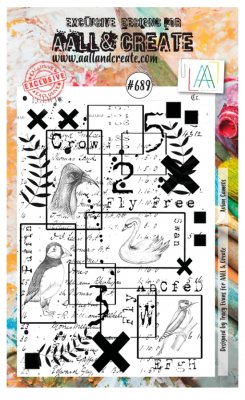 #689 Avian cameos bird texture clelar stamp - Stämpel med fåglar och textur från Tracy Evans AALL & Create A6