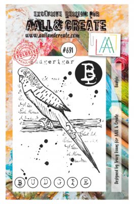 #691 Budgie bird clear stamp set from Tracy Evans AALL & Create A7