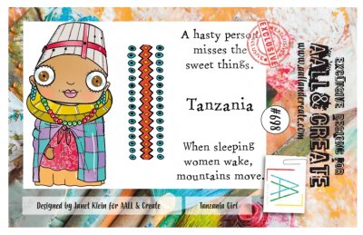 #698 Tanzania girl Africa clear stamp set - Stämpelset med en afrikansk tjej från Janet Klein AALL & Create A7