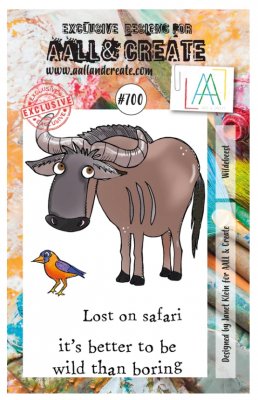 #700 Wildbeest animal clear stamp set - Stämpelset med buffel och engelsk text från Janet Klein AALL & Create A7