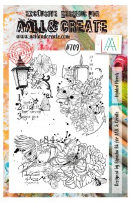 #709 Lighted florals clear stamp set - Stämpelset med blomkollage från Bipasha BK AALL & Create A5