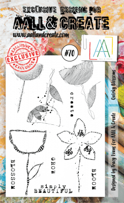 #70 quirky blossoms clear stamp set - Stämpelset med blommor och texter från Aall & Create A6