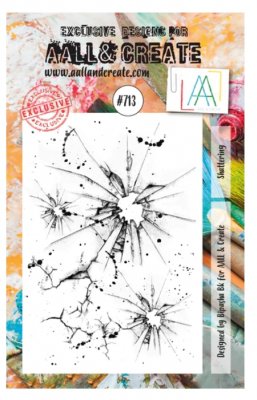 #713 Shattering cracked glass ice clear stamp set - Stämpelset med sprucket glas från Bipasha BK A7