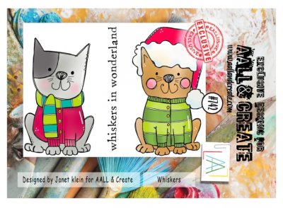 #742 Whiskers cat clear stamp set - Stämpelset med vinter-/julkatter från Janet Klein AALL & Create A7