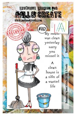 #762 HouseworkDee clear stamp set - Stämpelset med städerska från Janet Klein AALL & Create A7