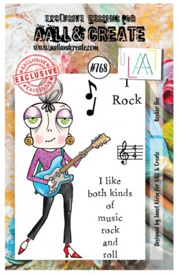#768 Rocker Dee clear stamp set - Stämpelset med musiktema från Janet Klein AALL & Create A7