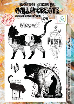 #791 NIGHT STALKER cat clear stamp set - Stämpelset med katter från Dominic Phillips AALL & Create A4