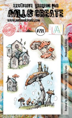 #798 MUSHROOM COTTAGE clear stamp set - Stämpelset med svampar från Dominic Phillips AALL & Create A6