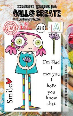 #813 SMILE girl clear stamp set - Stämpelset med glad tjej från Janet Klein AALL & Create A7