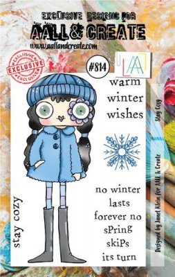 #814 STAY COSY Winter girl clear stamp set - Stämpelset med vintertjej från Janet Klein AALL & Create A7
