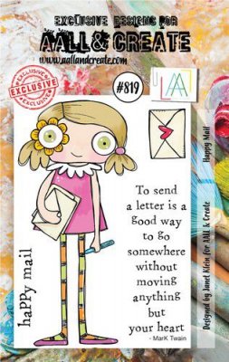 #819 HAPPY MAIL girl post clear stamp set - Stämpelset med tjej från Janet Klein AALL & Create A7