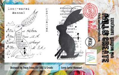 #836 LONG-EARED MAMMAL rabbit clear stamp set - Stämpelset med hare från Tracy Evans AALL & Create A7